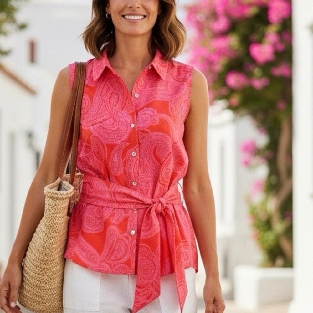 Tommy Hilfiger Sleeveless blouse Majorca Polished size large NWT